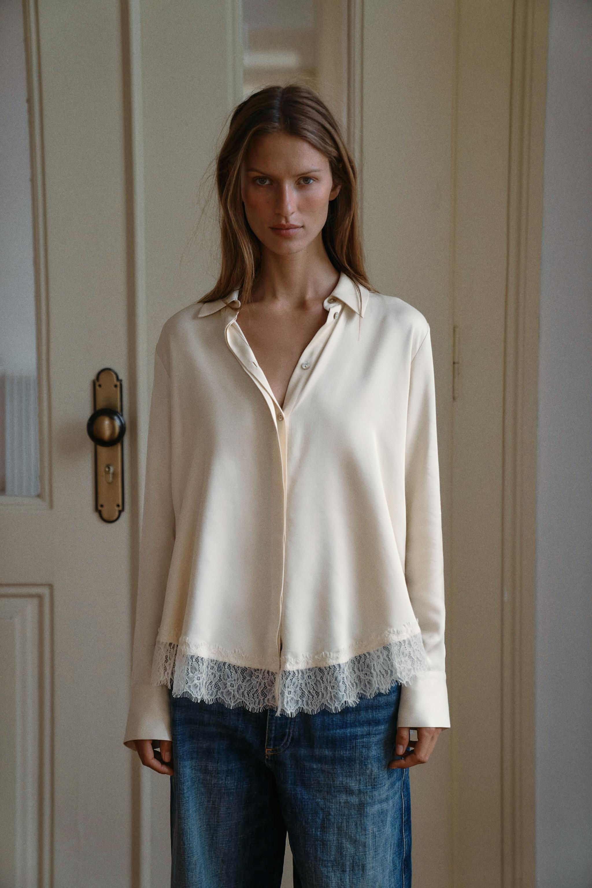 LACE SATIN EFFECT SHIRT